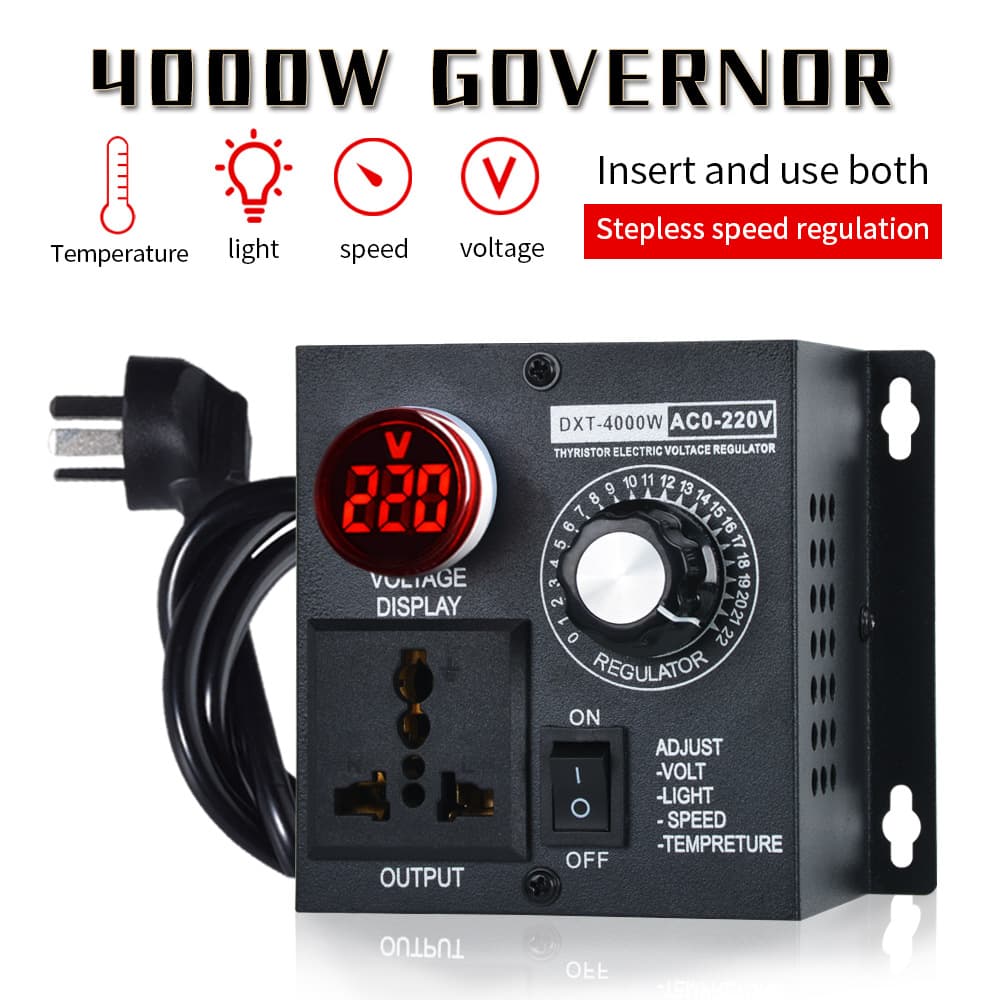 Single-Phase Digital 220V Voltage Regulator AC Blower Speed Controller Angle Grinder Variable Speed Stepless Voltage Regulation Temperature Regulation