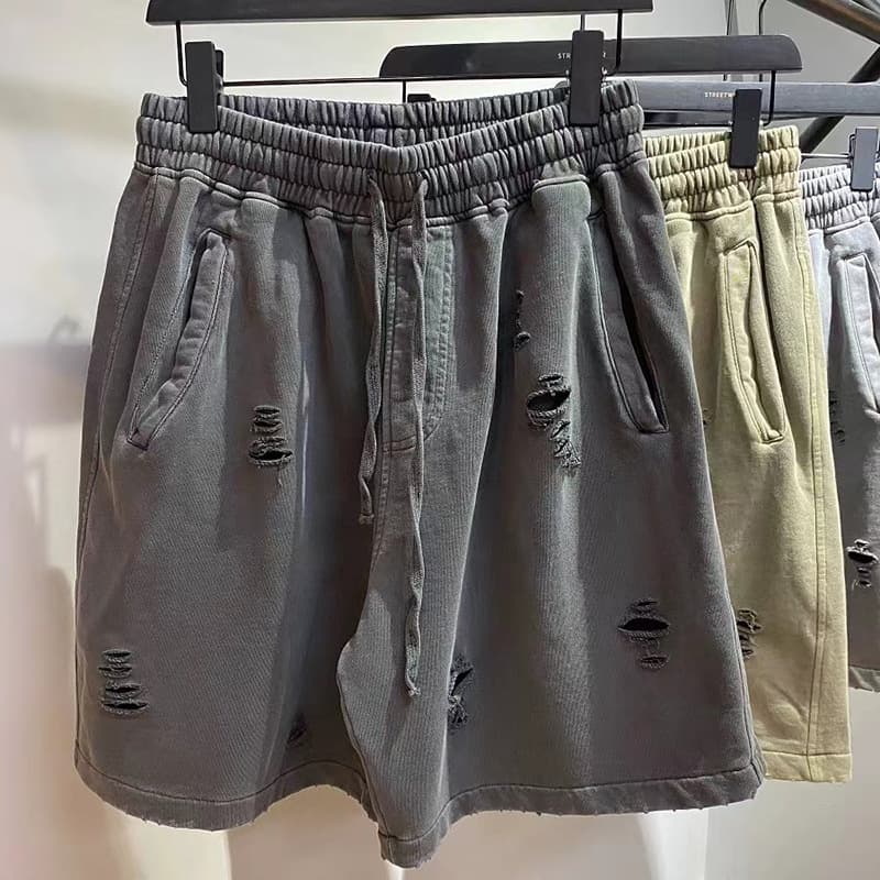 Hip-hop style trendy men's shorts, European and American cross-border ripped washed retro five-point shorts, versatile casual sports shorts.