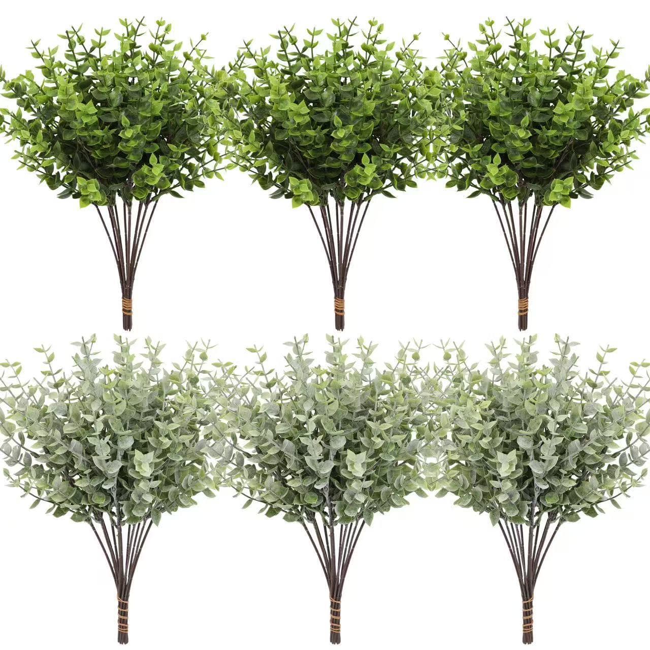 Artificial green plants, eucalyptus leaves, plastic plants, eucalyptus leaves, wholesale, home, outdoor, wedding decorations.