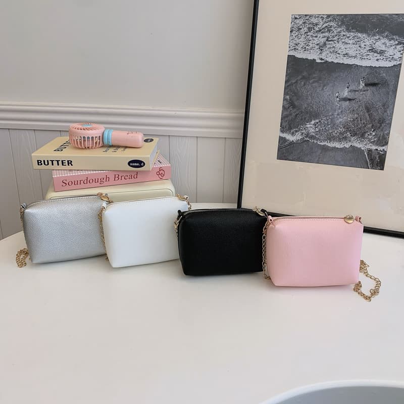 Simple solid color children's cross-body bag Korean style girls mini chain shoulder bag princess coin accessories small square bag