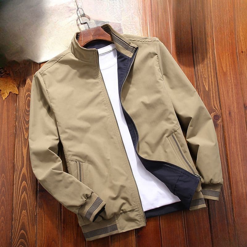 Cross-border Jacket Men Spring Autumn New Style Men's Double-Sided Wear Stand Collar Casual Jacket Youth Trendy Menswear