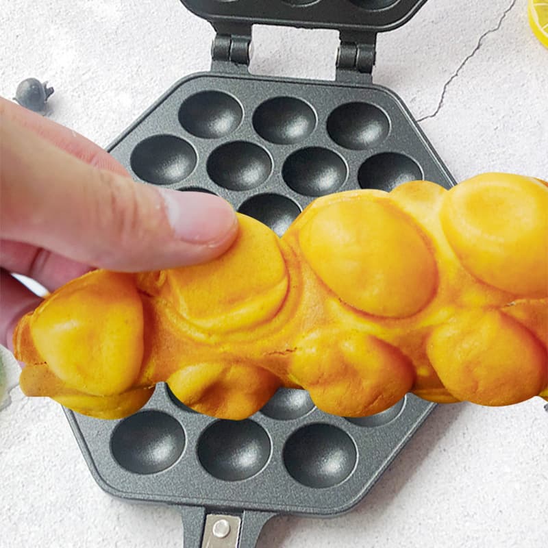 Household Hong Kong-Style Egg Puff Pan, Commercial Portable Gas Egg Puff Machine, Non-Stick Baking Mold for Cakes and Pancakes