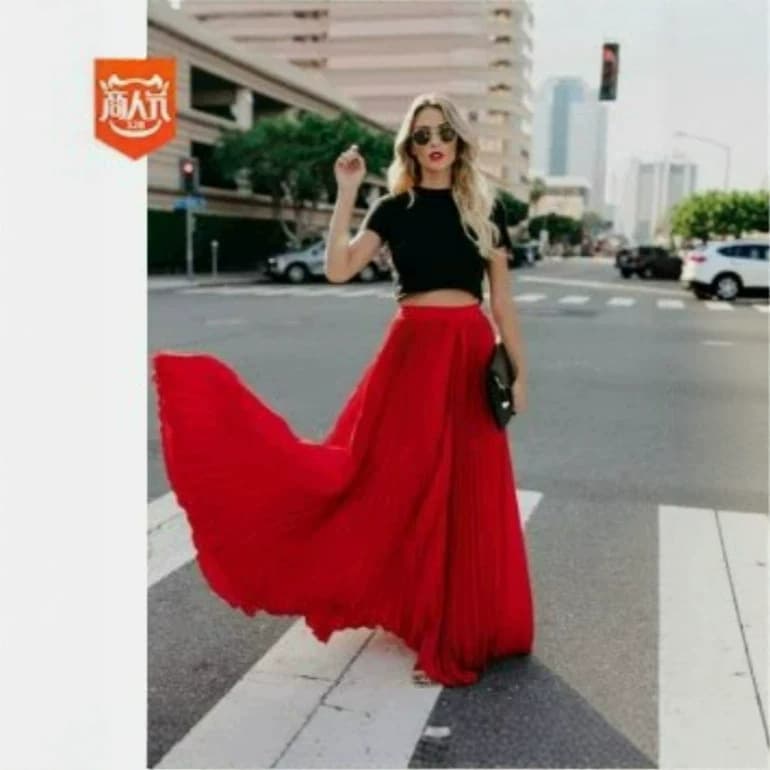 Summer 2026 New Women's Flared Pleated Long Skirt European and American Style Plus Size Mid-High Waist Pleated Half Skirt