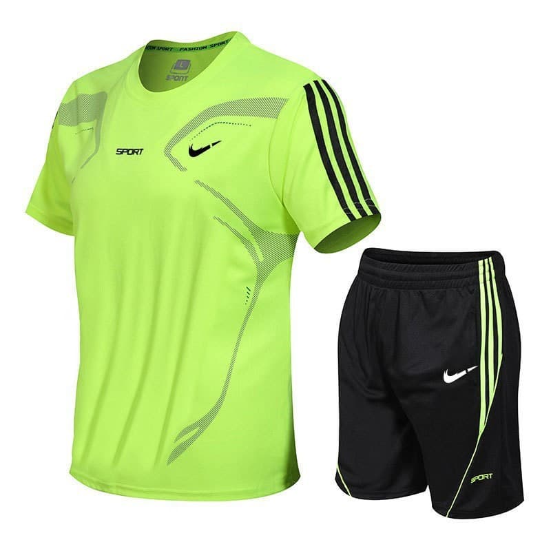 2025 Sports Suit Men's Gym Quick-Dry Clothing Casual Football Running Training Wear Short-Sleeve Shorts Spring and Summer