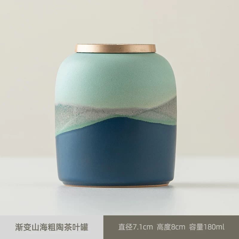 Ceramic Mini Tea Canister Gradient Small Pu'er Green White Black Tea Longjing Airtight Fragrance Powder Jar with Logo