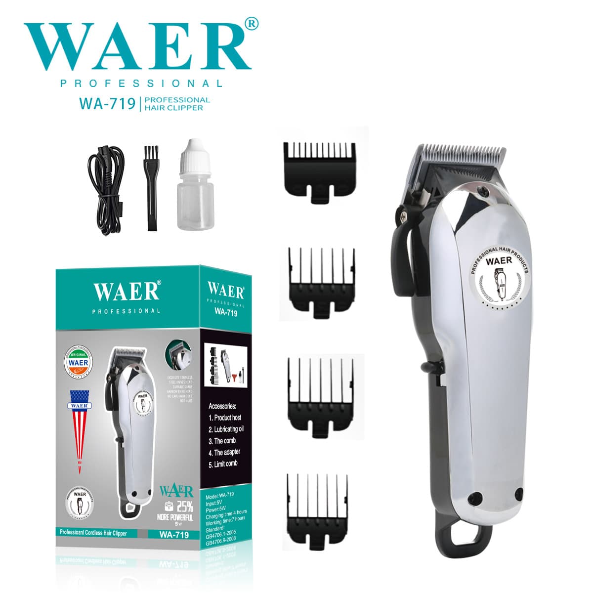 Waer Cross-Border New Hair Salon Special Electric Hair Clipper High-Power Universal Oil Head Electric Clipper Household Electric Clipper