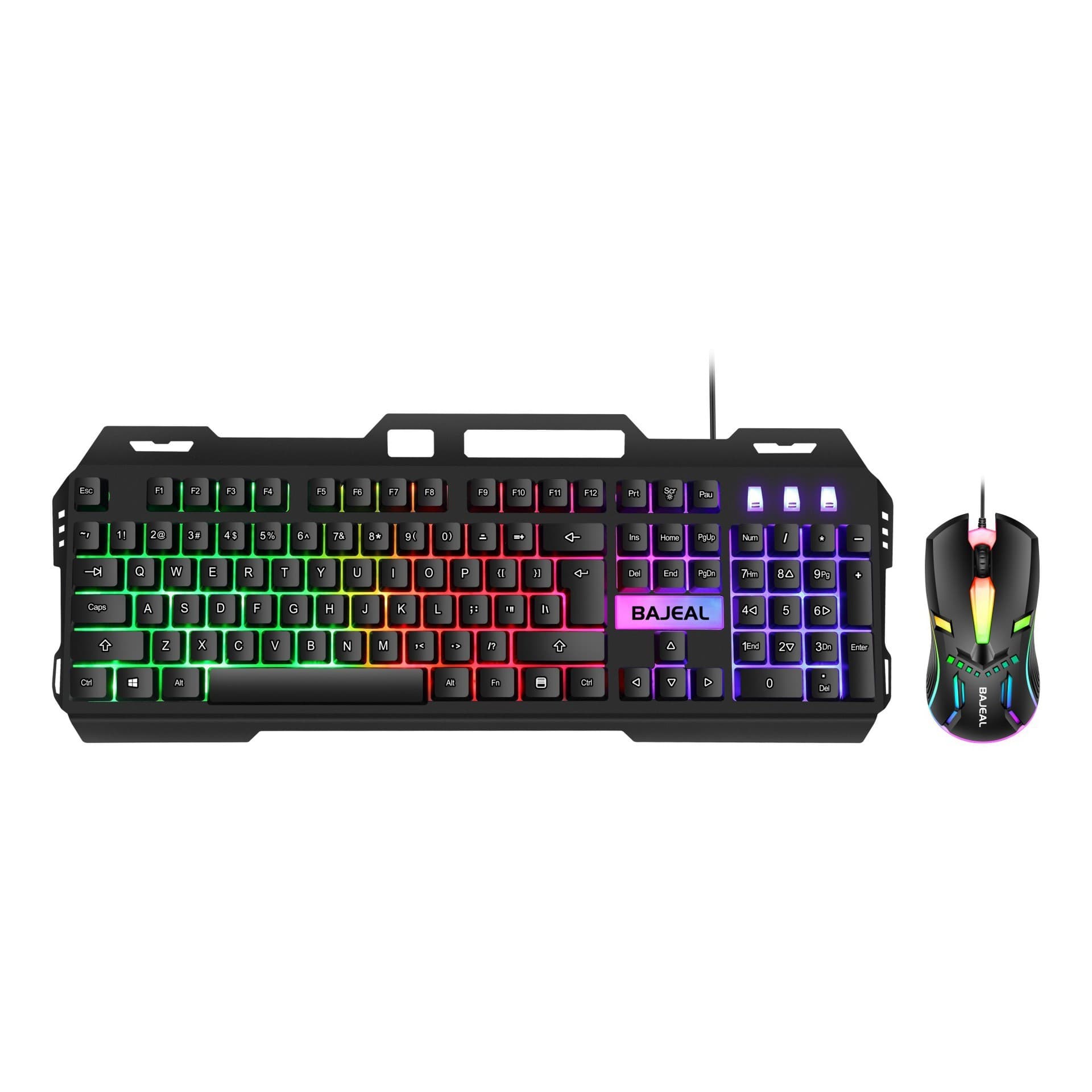 Baiji T450 Metal Plate Mechanical Feel Rainbow Glow Keyboard Gaming Computer Keyboard Mouse Combo