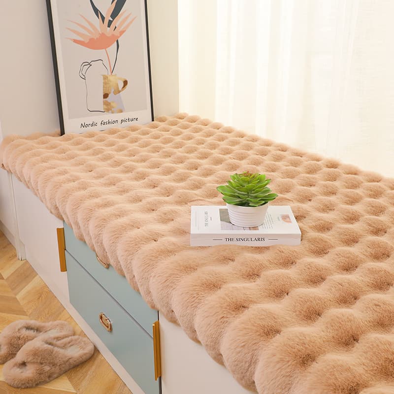 Winter Thickened Anti-Slip Bubble Velvet Window Sill Cushion, Fluffy Floor Mat for Bedroom, Tatami Mat, Balcony Blanket