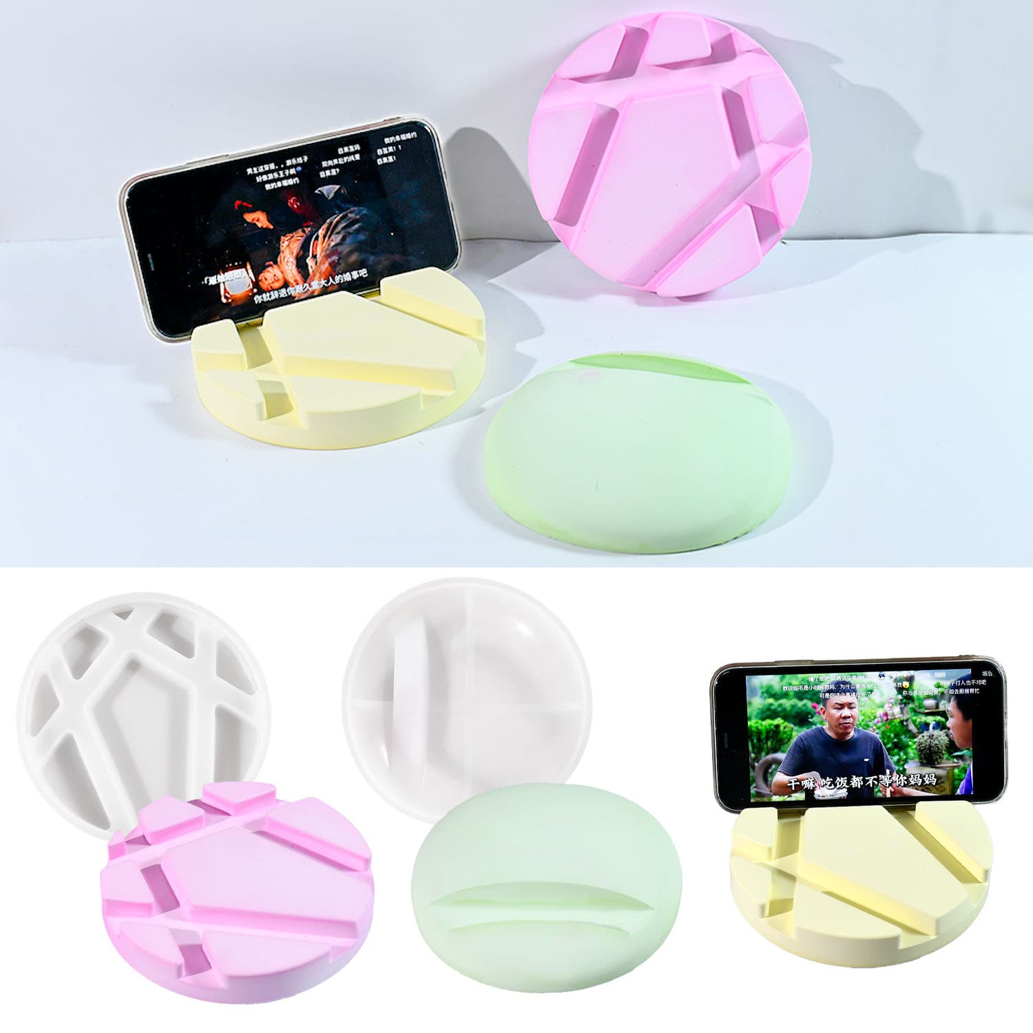 DIY Epoxy Resin Mold Round Curved Phone Stand Silicone Mold Resin Mold