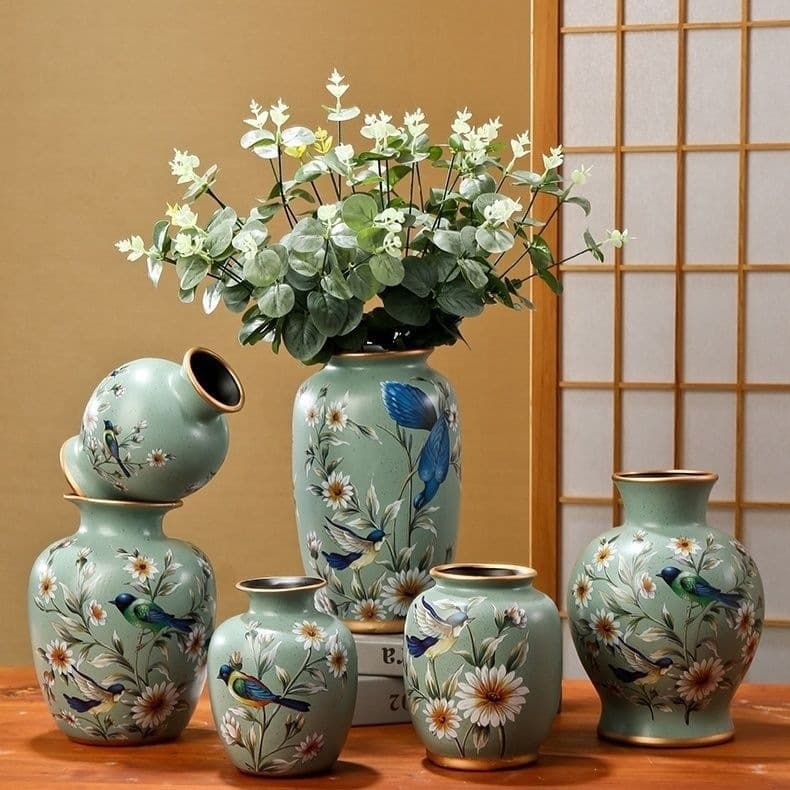 New Chinese style ceramic vase European American style simple living room entrance dining table coffee table decorative craft ornaments
