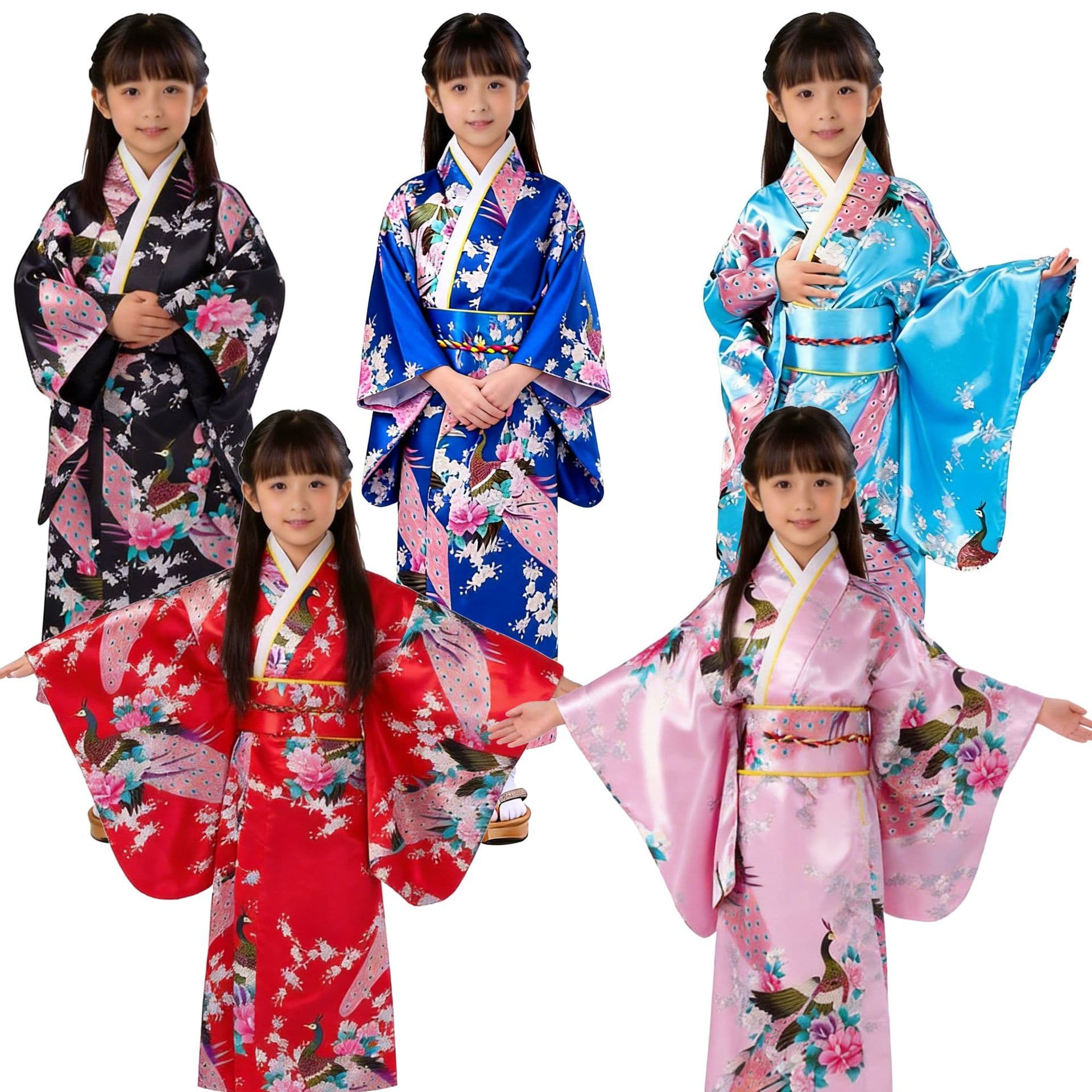 Japanese Kimono Traditional Improved Printed Open-Front Sleepwear Long Robe Small Flower Formal Kimono Set Drop Shipping