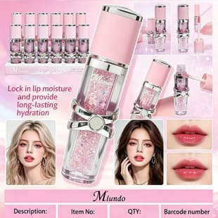 Mlundo Glitter Lip Gloss Moisturizing Glitter Lip Oil Lip Gloss Bow Diamond Lip Gloss