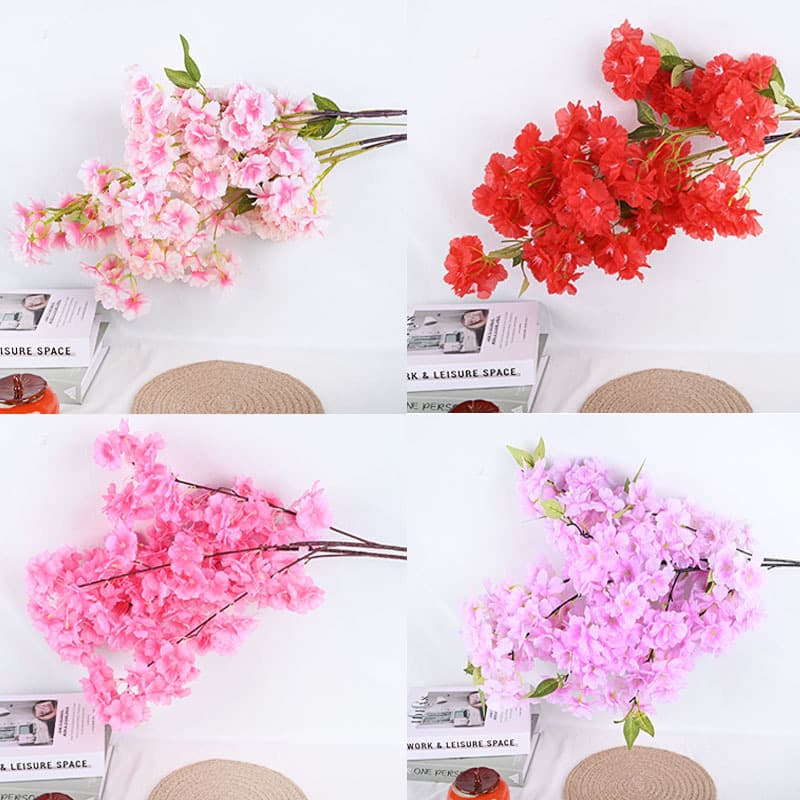 Cherry blossom branch wedding cherry blossom tree pear blossom plastic peach blossom decorative silk flower living room ceiling hanging floor fake flower vine floral