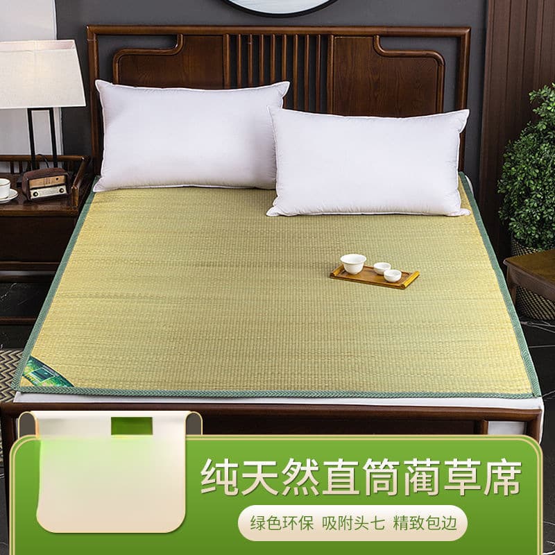Natural straw mat 1.8 double, 1.5 straight fold cool mat, 0.9 single student dormitory, per piece manufacturer cross-border