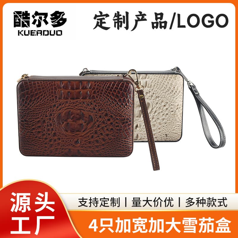 Portable Large Capacity 4-Cigar Case with Handle for Travel and Outdoor Storage