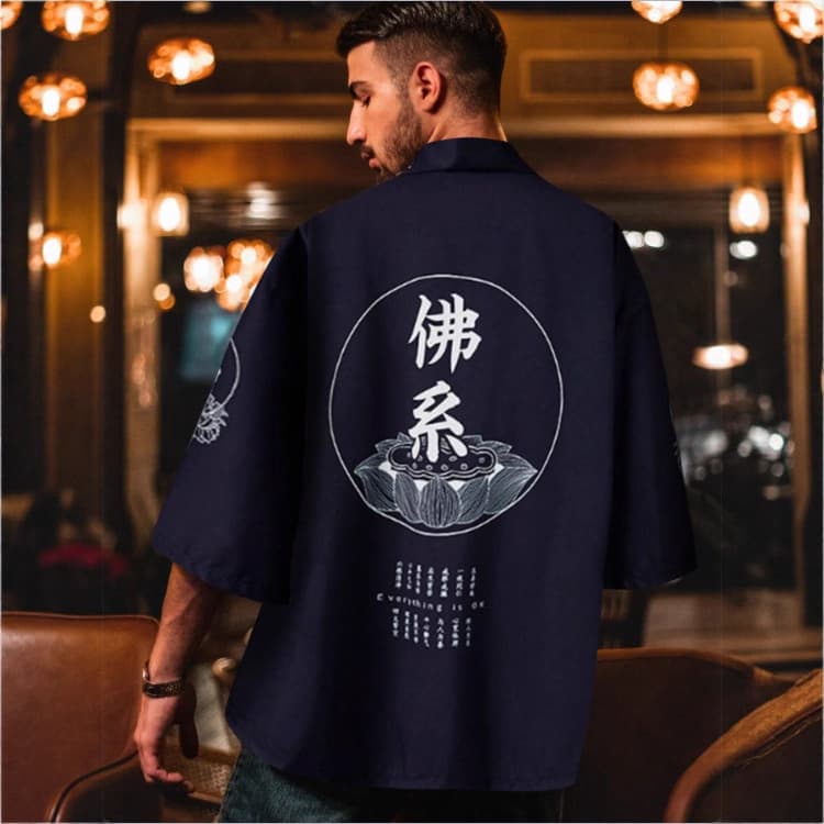 Haori Kimono Cardigan Europe America Loose Street Fashion Casual Shirt Top Japanese Style Three-quarter Sleeve Chinese Style