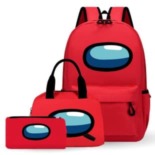 Among Us Elementary School Backpack Space Werewolf Double-Shoulder Bag Lunch Bag Pencil Case 3-Piece Set