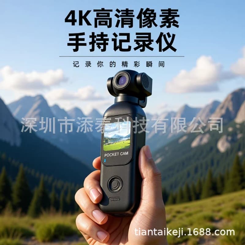 4KWIFI HD Mini Pocket Action Camera 150 Degree Wide Angle EIS Anti-Shake Handheld Wearable Digital Camera