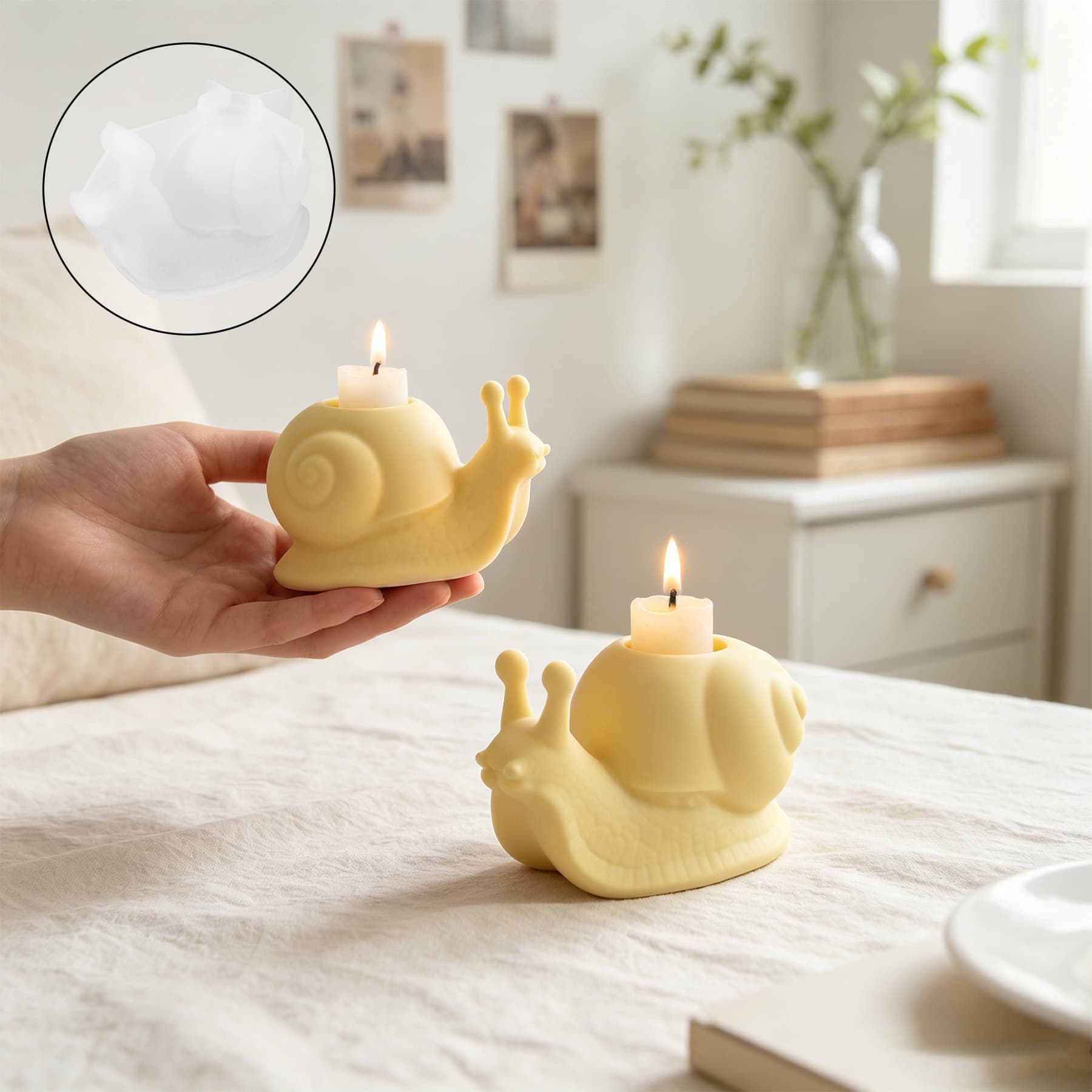 New Creative 3D Snail Candle Holder Mold DIY Crystal Plaster Home Decoration Silicone Mold