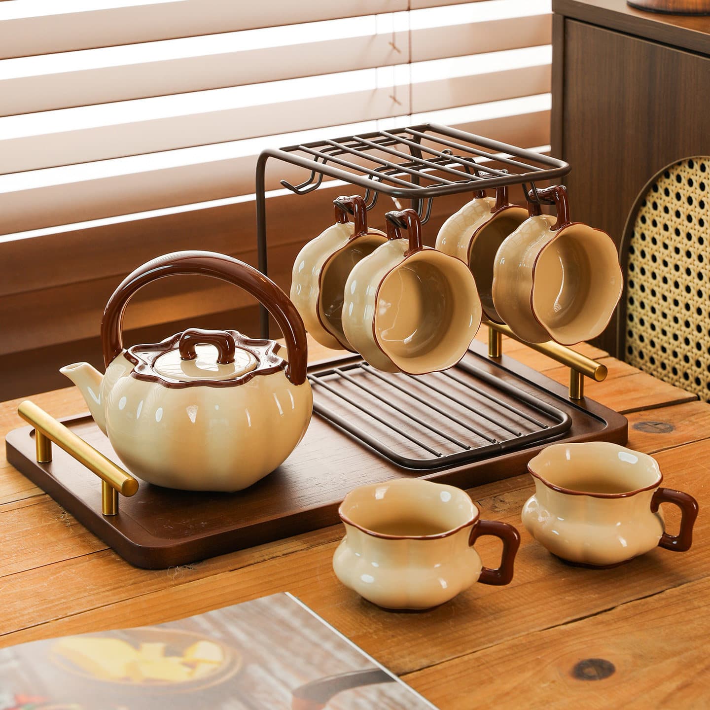 Sui Mu Home French Retro Afternoon Tea Ceramic Tea Set Complete Coffee Set High-End Exquisite Coffee Cups and Saucers
