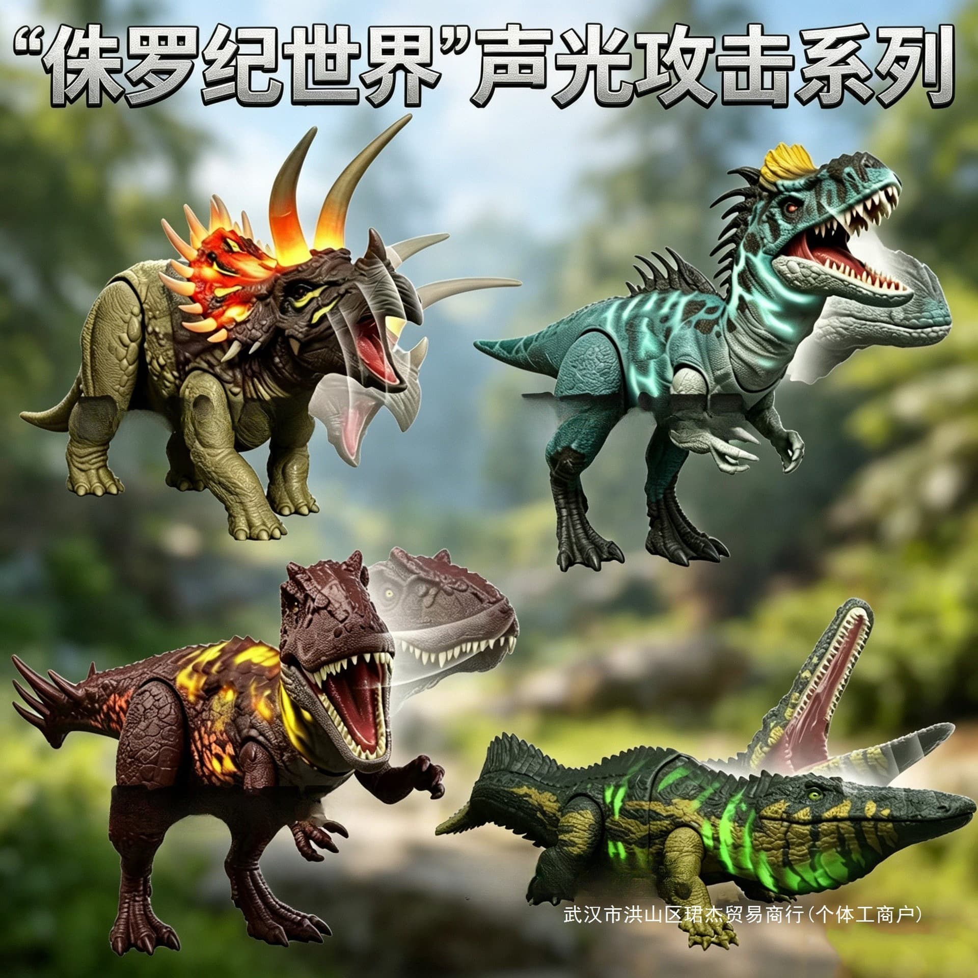 Jurassic World Sound and Light Attack Series Movable Dinosaur Model Collection for Boys