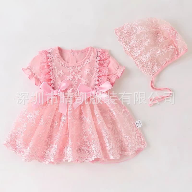 Spring and autumn one-year-old baby girl dress hundred-day baby skirt baby girl princess dress newborn jumpsuit