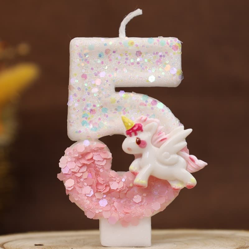Cross Border Unicorn Birthday Digital Candle 0-9 Amazon temu Digital Cake Candle Decoration Party Decoration