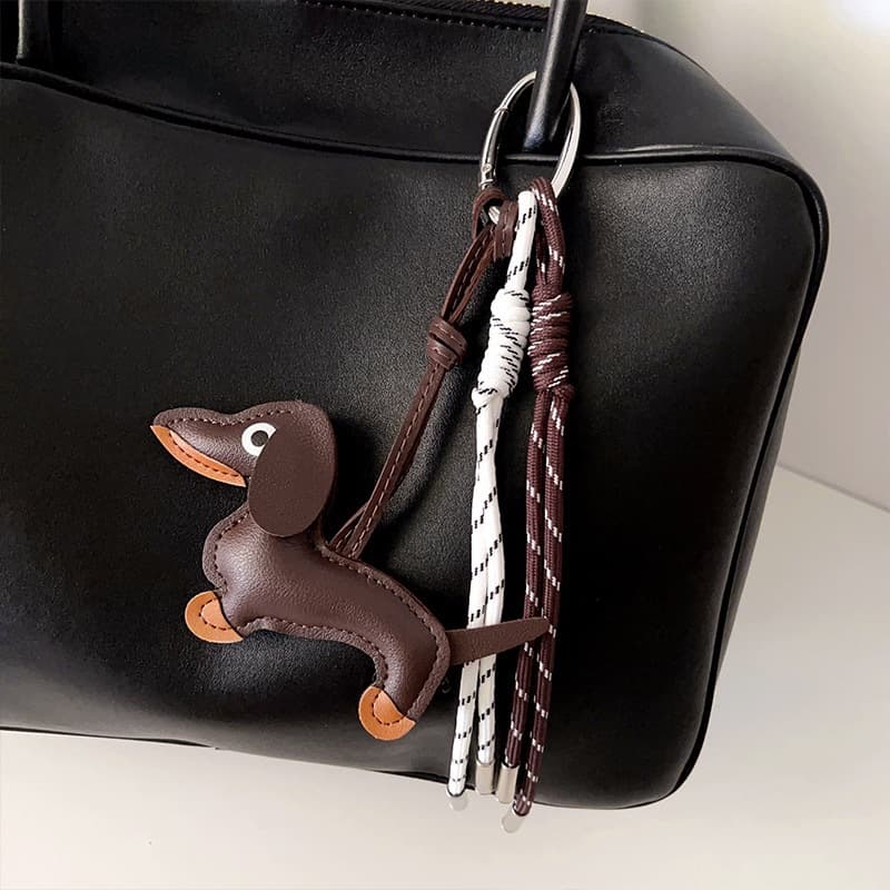 Cross-border Miu-style Dachshund Baseball Bag Charm Handmade Nylon Rope Woven Keychain Pendant