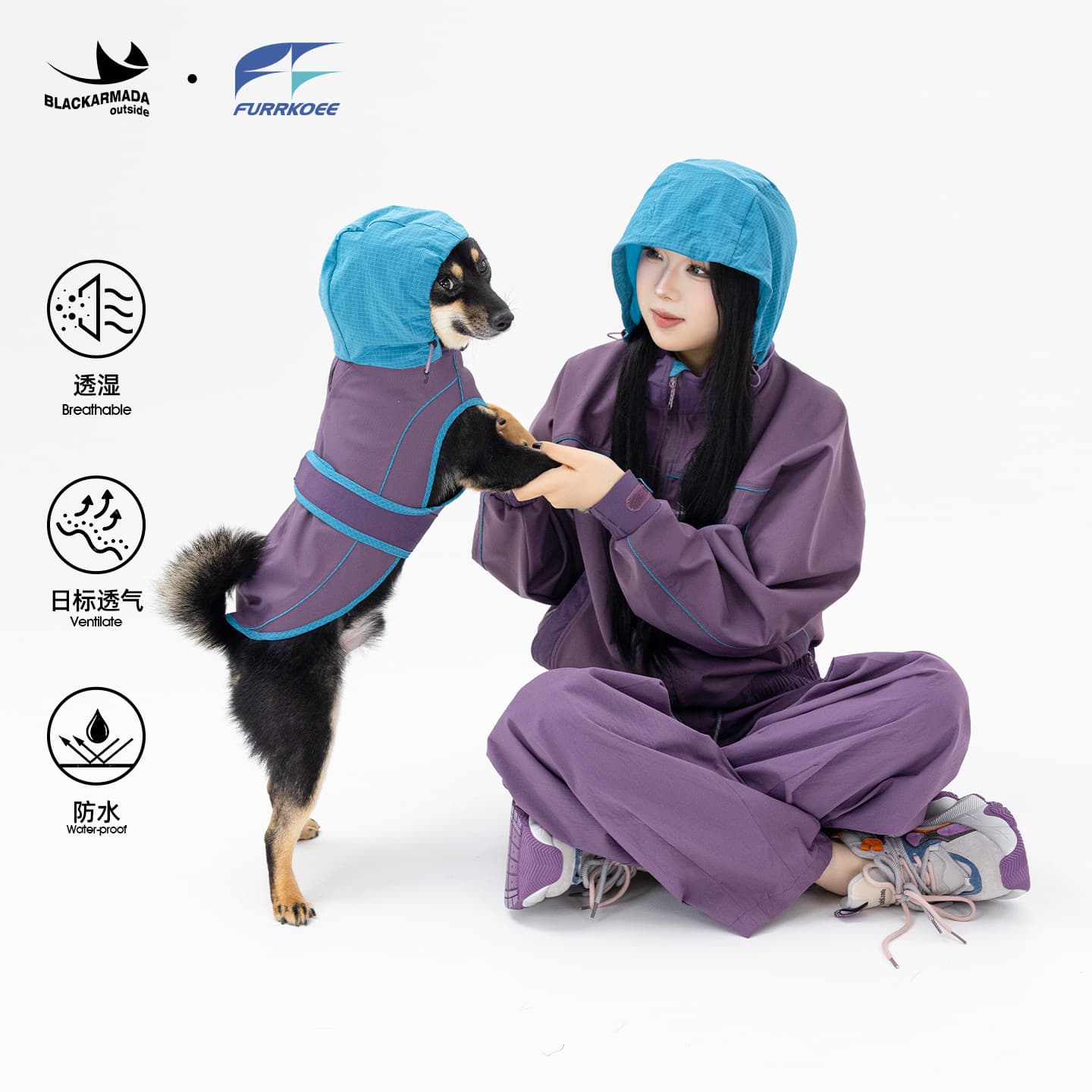 Black Fleet pet parent-child suit American waterproof soft shell jacket military grade windproof and waterproof pet assault vest