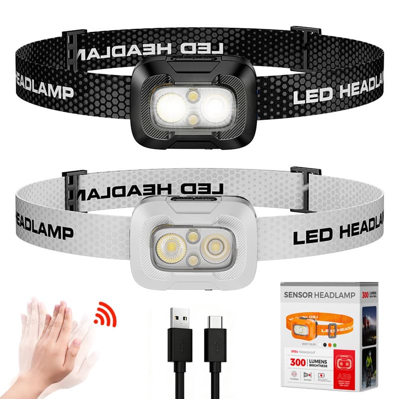 Headlamp Long Battery Life Rechargeable Red Warm White Multi-Color Temperature Super Bright Head-Mounted Lightweight Night Running Outdoor Climbing Light