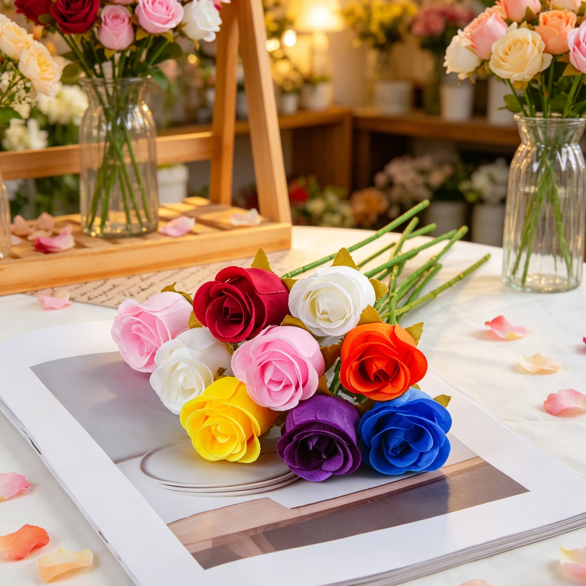 Mini Artificial Single Stem Valentine Rose Wholesale, Home Wedding Valentine's Day Decorative Flower Wall Fake Flower Artificial Rose