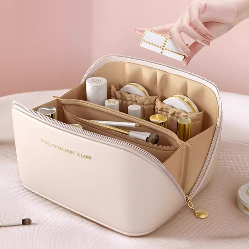 Portable High-Quality 2025 New Travel Toiletry Organizer PU Leather Cosmetic Bag Gift