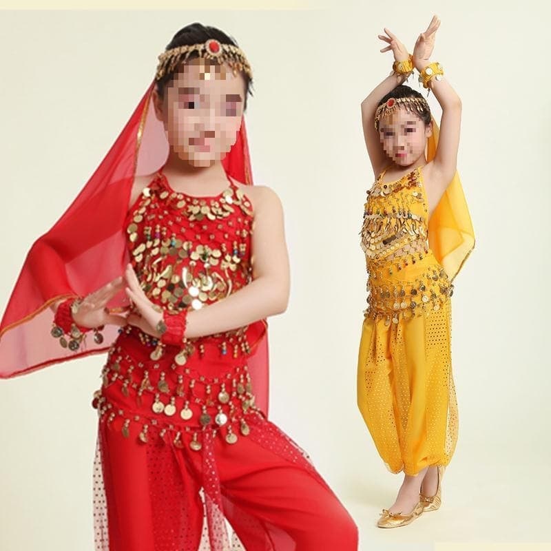 New Children's Indian Dance Performance Dress Girls Xinjiang Dance Costume Belly Dance Set Kids' Day Stage Outfit