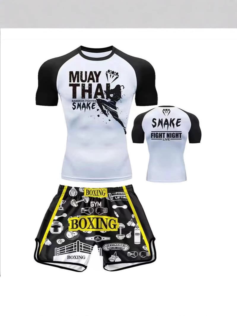 Fighting combat training suit Venom boxing suit Sanda suit Muay Thai training short-sleeved suit wholesale quick-drying and comfortable