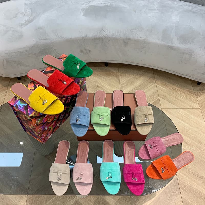 New LP Flat Bottom Suede Half-Drag Retro Tassel Open-Toe One-Strap Sandals Comfortable Plus Size Women's Shoes