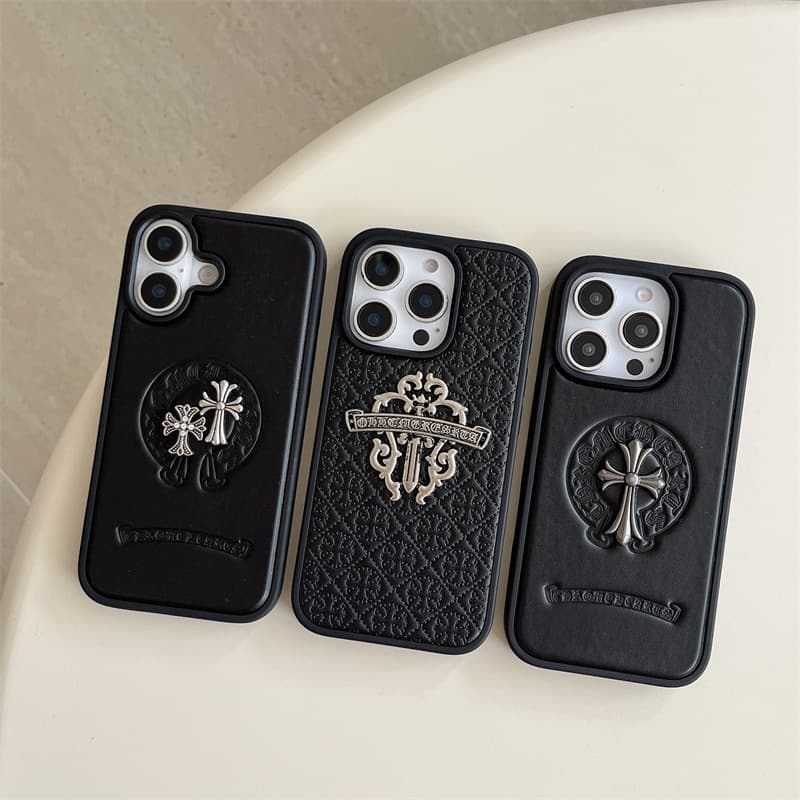 Trendy brand Crow Heart Cross 17Promax is suitable for Apple 13 mobile phone case iphone16 leather protective cover