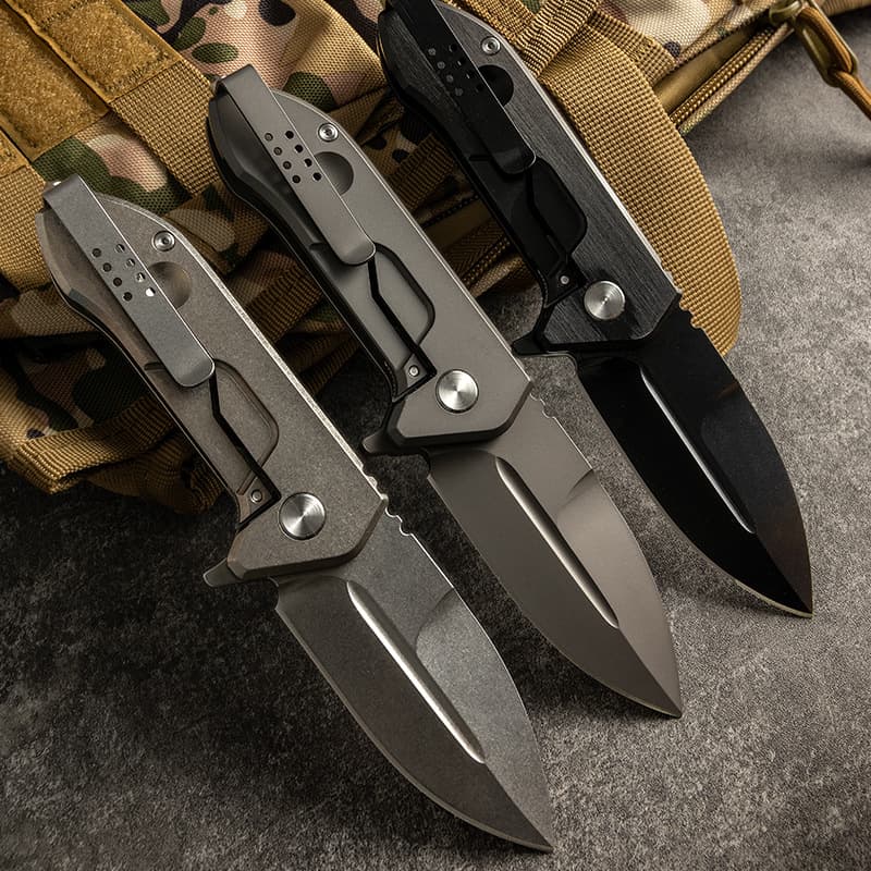 Cross-border Damascus Outdoor Knife Camping Straight Knife Self-defense Folding Knife High Hardness Titanium Alloy Portable Multi-tool Knife