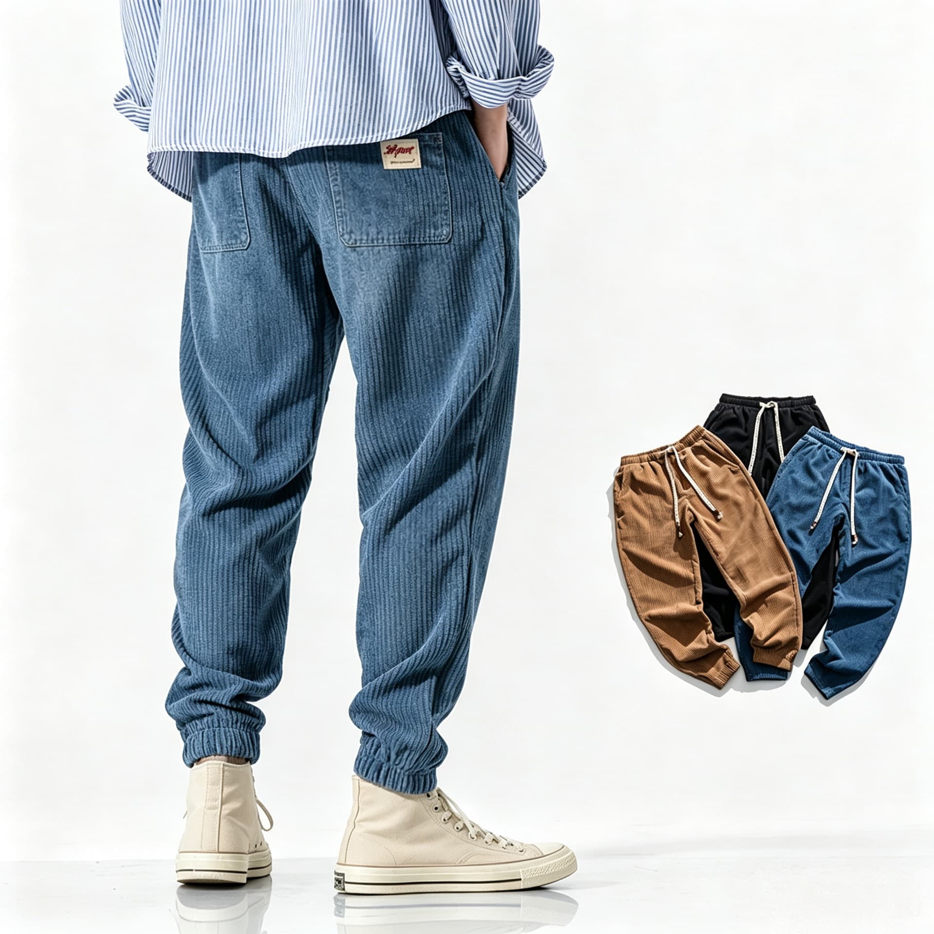 Autumn and winter loose washed men's casual pants Chinese style retro corduroy small leg pants trendy men's pants wholesale