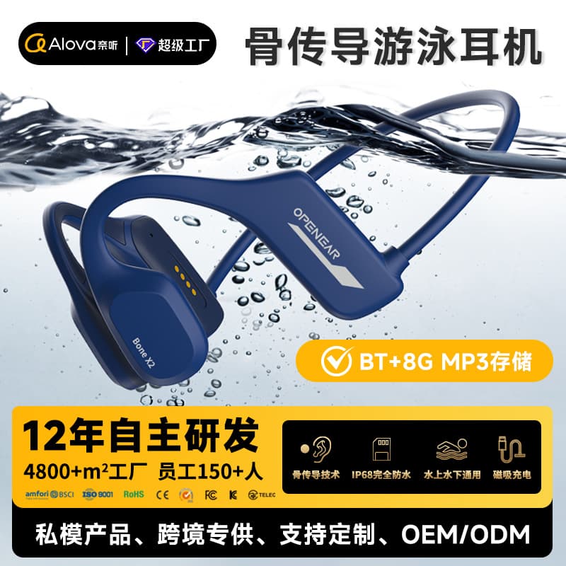 Cross-border hot bone conduction Bluetooth headphones, outdoor sports running and cycling sports headphones, swimming waterproof headphones