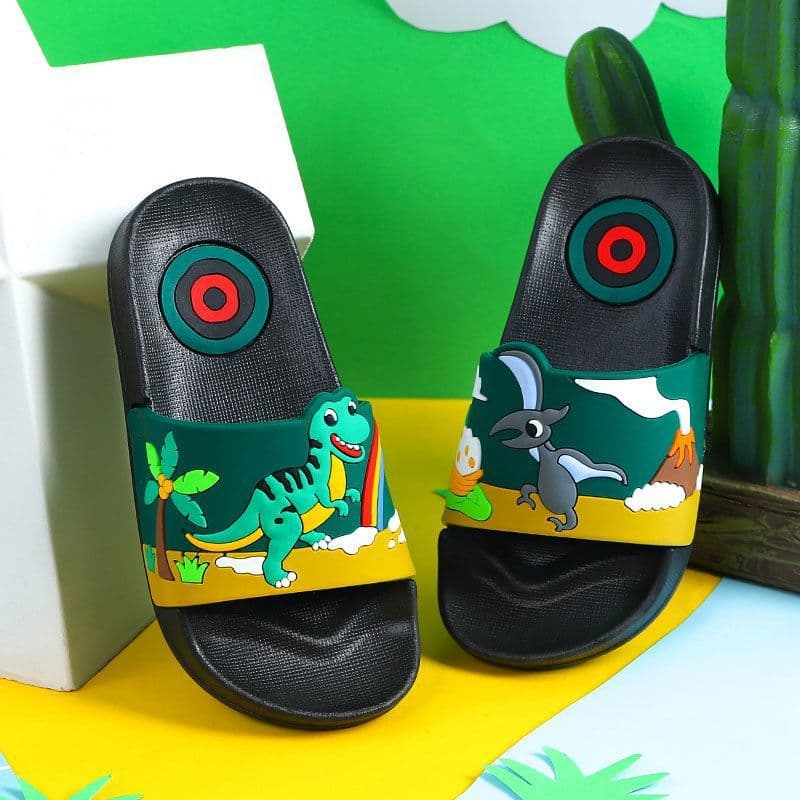 Children's Anti-Slip Bath Slippers Boys Dinosaur Nezha Home Indoor Shoes PVC Material Comfortable Soft Soles Easy to Wear off