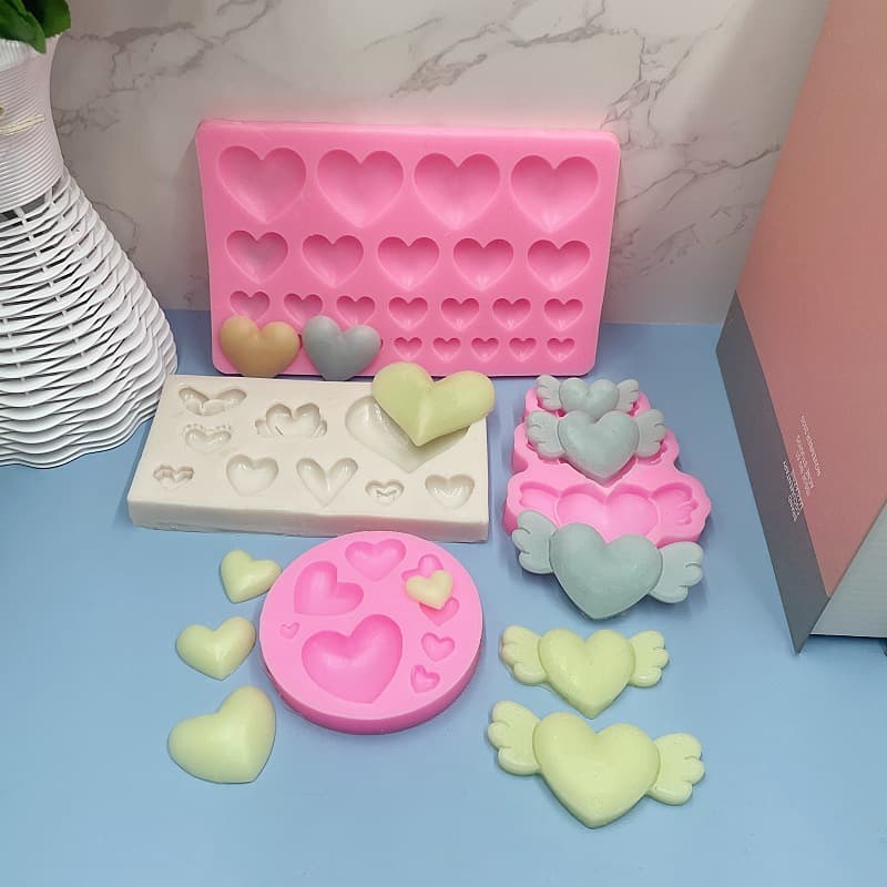DIY Love Heart Resin Mold Chocolate Fondant Cake Sugar Heart Decoration Baking Pastry Silicone Mold