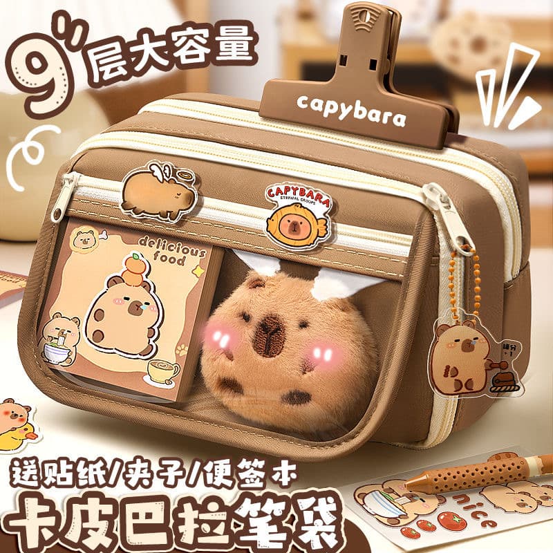 Capybara Ita Bag Coffee Mallard High Aesthetics Multi-functional Stationery Box Pencil Case