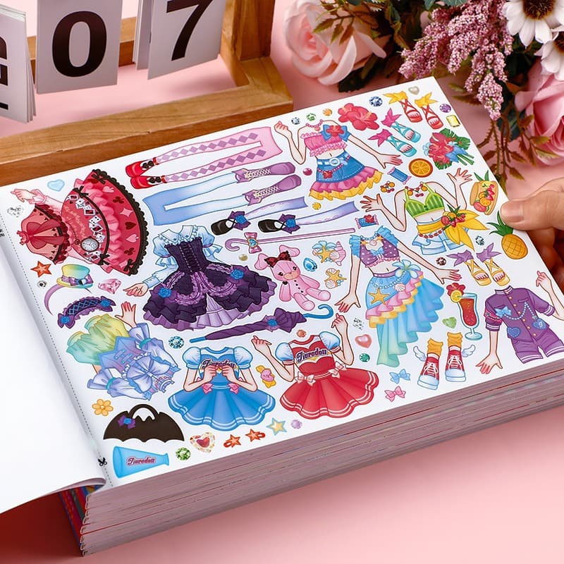 Little Princess Dress Up Sticker Book Full Set of 8 Books 3-6 Years Old Children and Girls Variety Sticker Dress Up Sticker Toy Book