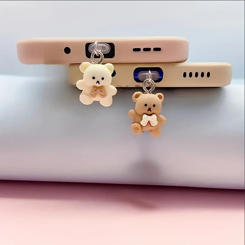 Cross-border Hot Selling Phone Dust Plug 3D Cute Bear Charging Port Dust Cap