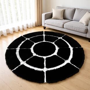 Long-Pile Round Carpet for Vanity Stool, Rocking Chair Mat, Hanging Basket Mat, Living Room Leisure Bedside Rug, Round Computer Chair Mat