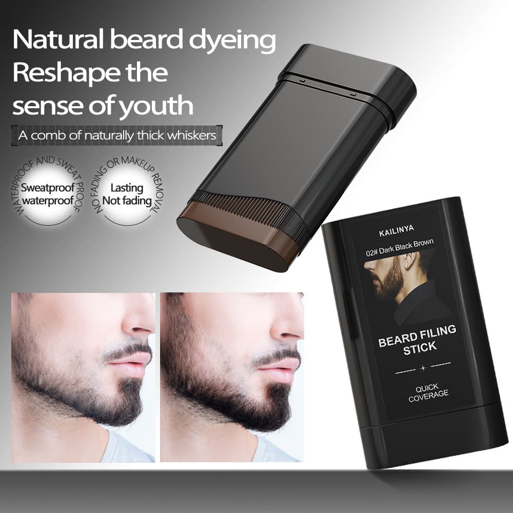 Men's Beard Color Filling Stick - Natural Dense Hair Touch-Up, Waterproof and Sweat-Proof, Gray Hair Coverage for Cross-border Trade