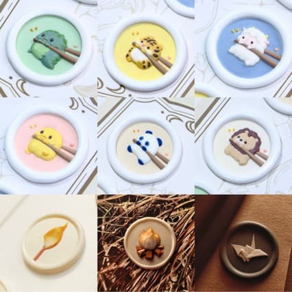Fire paint seal mini series shell cute fire paint seal fully handmade DIY refrigerator magnet brass