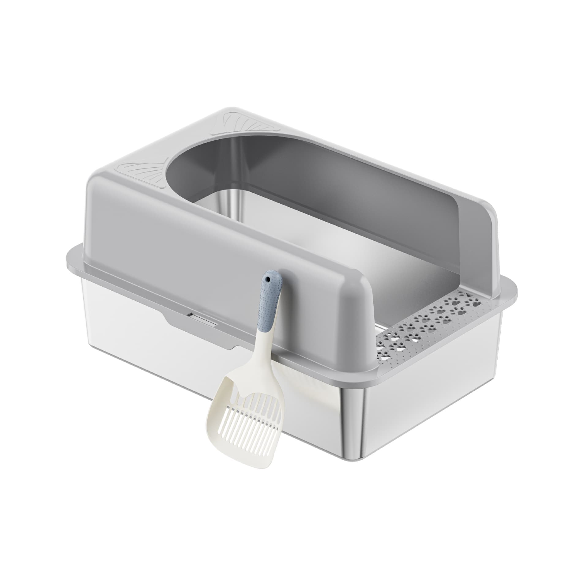 Stainless Steel Large Cat Litter Box, Rust-Proof Metal Litter Tray, Easy to Clean, Anti-Urine Splash, Pet Toilet for Cats