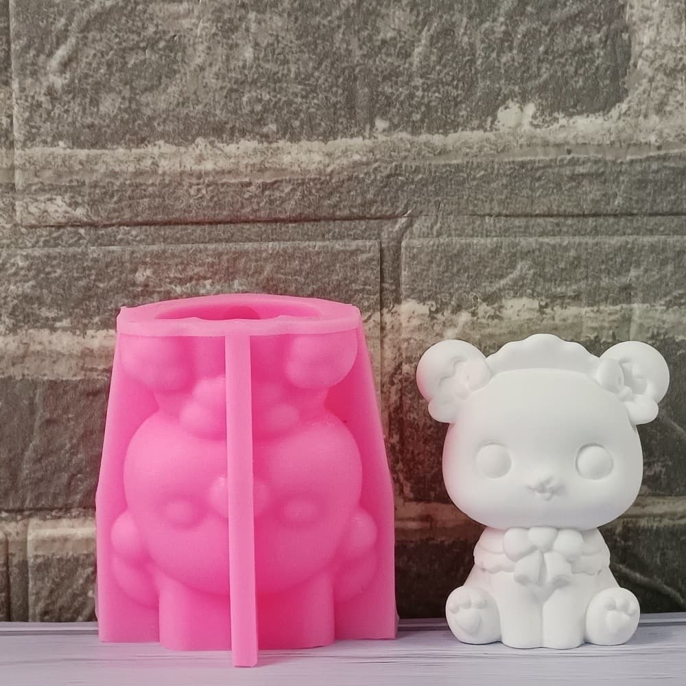 Cartoon bear ornament mold ornament candle plaster DIY plaster ornament candlestick silicone mold W0831