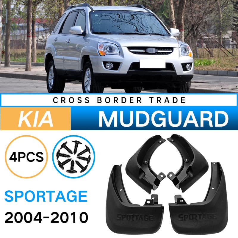 Aiwollde Mudguard for Kia Sportage 2004-2010 Car Tire Splash Guard Black PP Soft Plastic Vehicle-Specific No Drilling Required